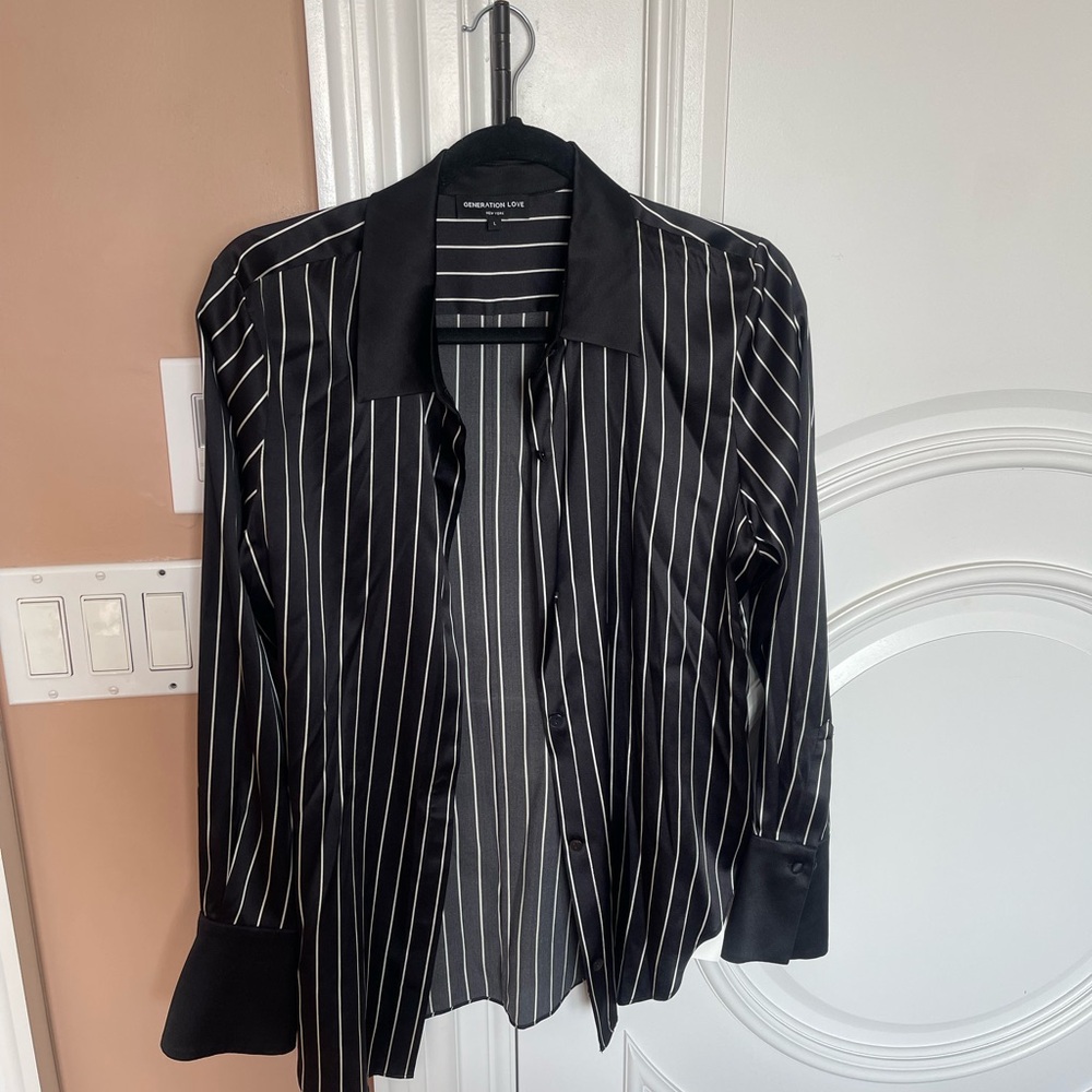 Generation Love Black and White Striped Shirt